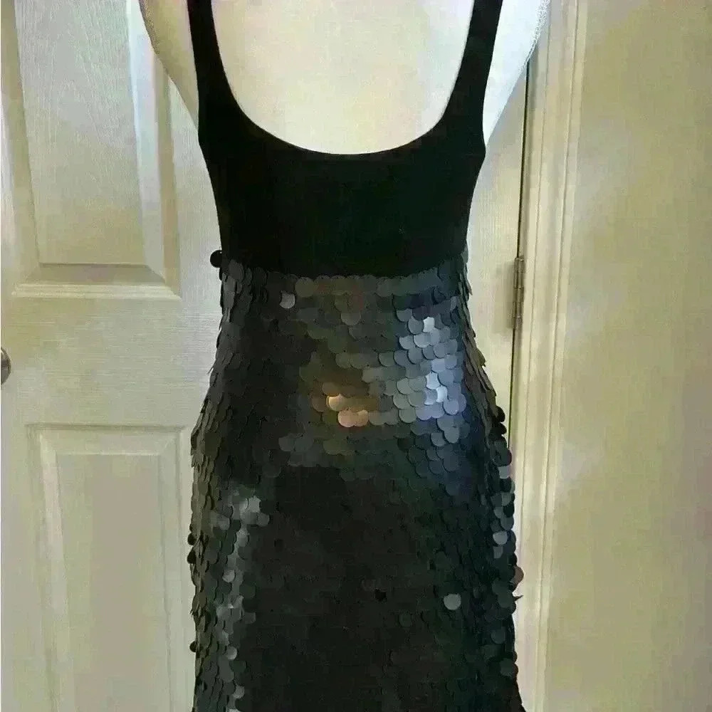 Bailey 44 Women’s Dress Sequined Party Cocktail Solid Black Stretch Medium - Picture 4 of 14